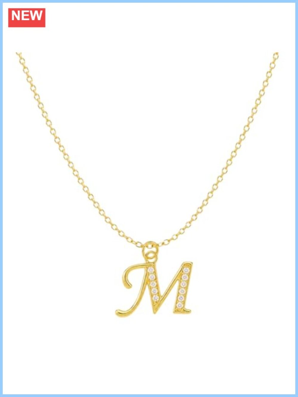 14K Gold Plated Initial Necklace Dainty Letter Pendant CZ Box Chain